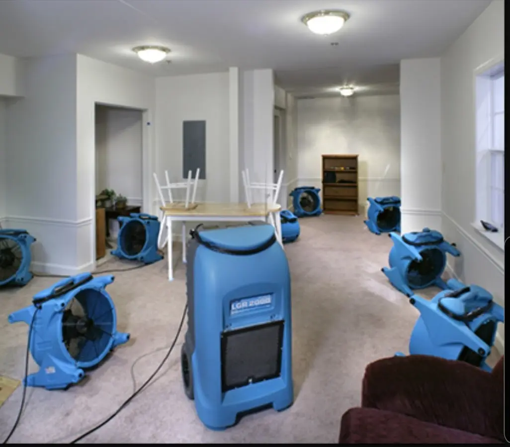 Air movers and dehumidifier setup for Water Extraction & Removal in Bemidji